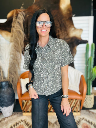 Donna Boxy Leopard Denim Top-Short Sleeves-Pretty Bash-Motis & Co Boutique, Women's Fashion Boutique in Carthage, Missouri