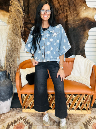 Delilah Denim Polka Dot Jacket