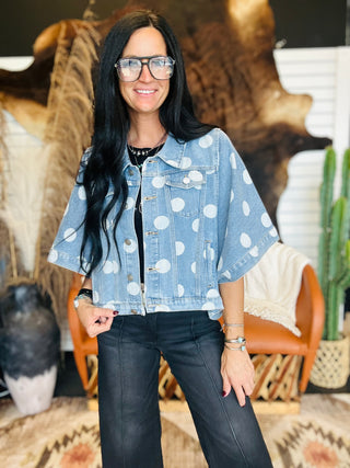 Delilah Denim Polka Dot Jacket