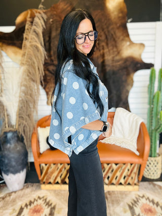 Delilah Denim Polka Dot Jacket