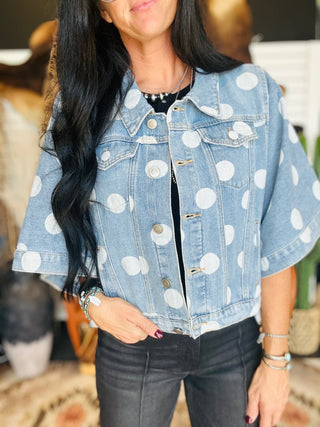 Delilah Denim Polka Dot Jacket