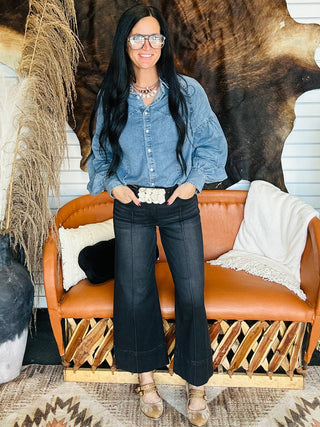 Heritage Balloon Sleeve Denim Blouse