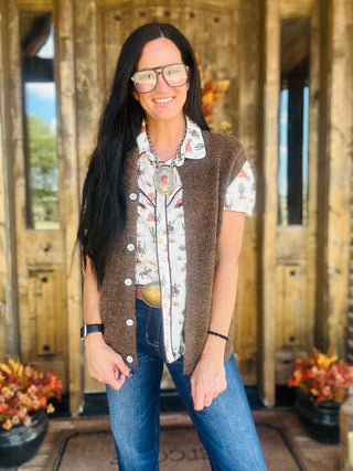 Callie Western Print Pearl Snap Blouse-Short Sleeves-Lucky & Blessed-Motis & Co Boutique, Women's Fashion Boutique in Carthage, Missouri