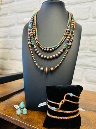 Montana Copper Pearl and Turquoise Necklace-Necklace-Turquoise Heaven-Motis & Co Boutique, Women's Fashion Boutique in Carthage, Missouri