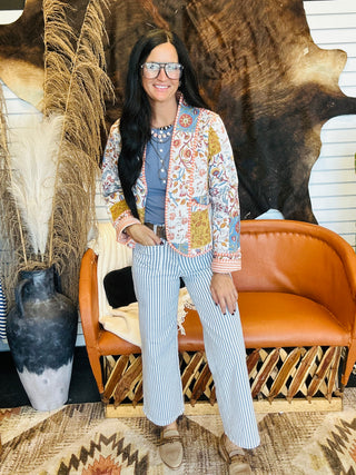 Annie Blue Quilted Kimono Jacket