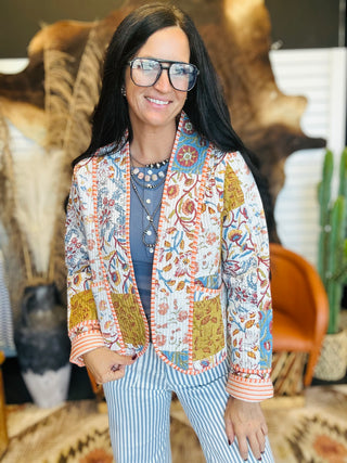 Annie Blue Quilted Kimono Jacket