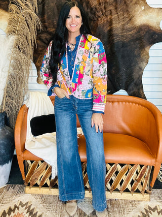 Annie Pink Quilted Kimono Jacket