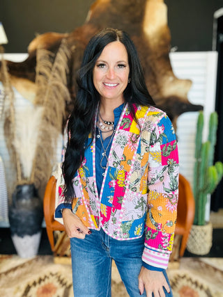 Annie Pink Quilted Kimono Jacket