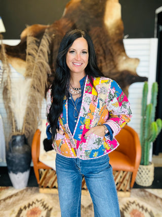 Annie Pink Quilted Kimono Jacket