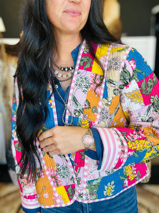 Annie Pink Quilted Kimono Jacket
