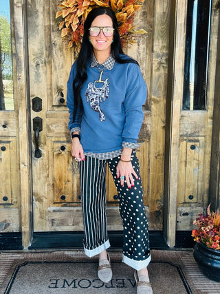 Connor Black Mix Print Pants