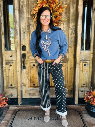 Connor Black Mix Print Pants