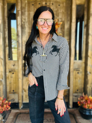 Elsie Gingham Western Horse Blouse