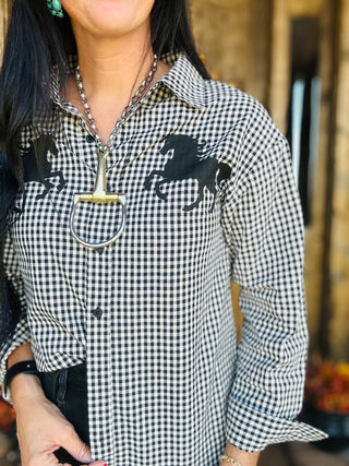 Elsie Gingham Western Horse Blouse