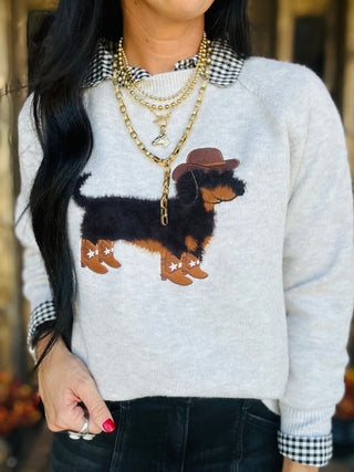 Cowboy Dachshund Graphic Sweater