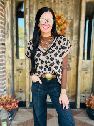 Lindy Leopard Knit Sweater Vest