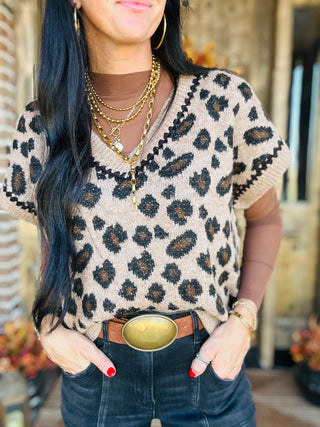 Lindy Leopard Knit Sweater Vest