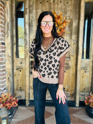 Lindy Leopard Knit Sweater Vest