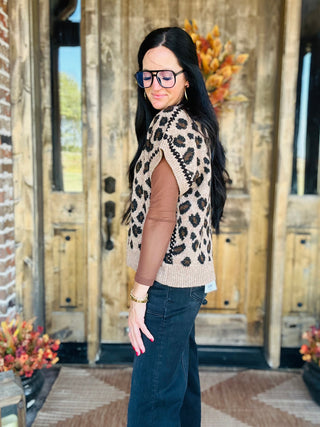 Lindy Leopard Knit Sweater Vest