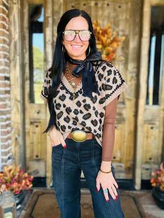 Lindy Leopard Knit Sweater Vest