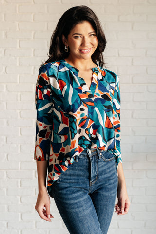 I Think Different Top in Abstract Teal-Tops-Ave Shops-Motis & Co Boutique, Women's Fashion Boutique in Carthage, Missouri