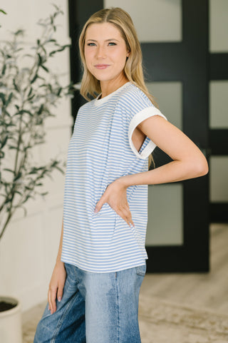 I Wouldn't Mind Short Sleeve Top in Cornflower Blue-T-shirt-Ave Shops-Motis & Co Boutique, Women's Fashion Boutique in Carthage, Missouri