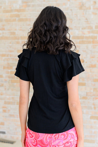 I'll Allow It Flutter Sleeve Tee In Black-Short Sleeves-Ave-Motis & Co Boutique, Women's Fashion Boutique in Carthage, Missouri