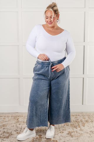 In or Out Wide Leg Cropped Pants in Dusty Blue-pants-Ave Shops-Motis & Co Boutique, Women's Fashion Boutique in Carthage, Missouri