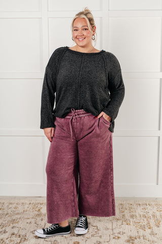 In or Out Wide Leg Cropped Pants in Eggplant-pants-Ave Shops-Motis & Co Boutique, Women's Fashion Boutique in Carthage, Missouri