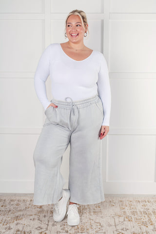 In or Out Wide Leg Cropped Pants in Light Grey-Pants-Ave Shops-Motis & Co Boutique, Women's Fashion Boutique in Carthage, Missouri