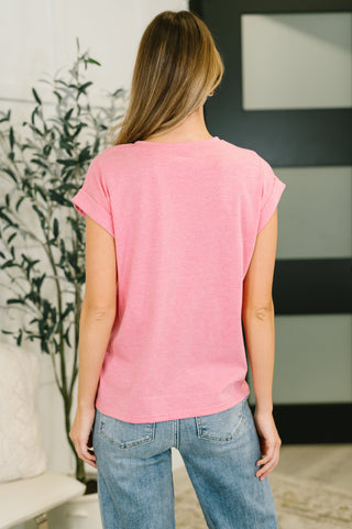 It Starts Here Basic Rolled Sleeve Tee in H Fuchsia-T-shirt-Ave Shops-Motis & Co Boutique, Women's Fashion Boutique in Carthage, Missouri