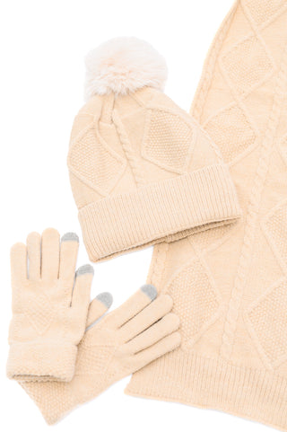 Jane Frost Beanie, Glove, and Scarf Set in Beige-Accessories-Ave Shops-Motis & Co Boutique, Women's Fashion Boutique in Carthage, Missouri