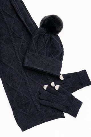 Jane Frost Beanie, Glove, and Scarf Set In Black-Accessories-Ave Shops-Motis & Co Boutique, Women's Fashion Boutique in Carthage, Missouri