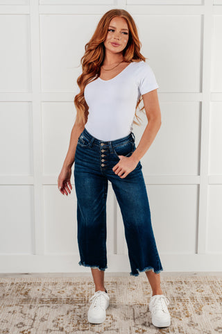 Janice High Rise Button Fly Wide Leg Crop Jeans-Womens-Ave Shops-Motis & Co Boutique, Women's Fashion Boutique in Carthage, Missouri