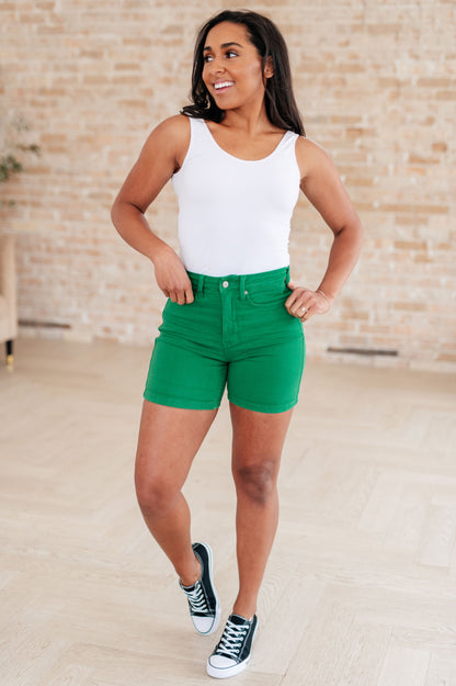 Jenna High Rise Control Top Cuffed Shorts Green