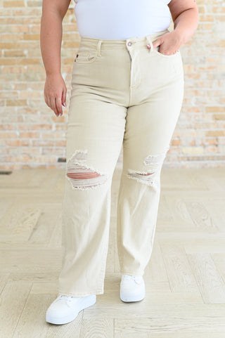 Selena High Rise Distressed 90's Straight Jeans in Bone-Jeans-Ave-Motis & Co Boutique, Women's Fashion Boutique in Carthage, Missouri