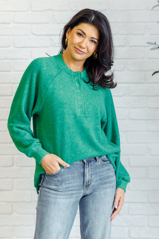 Keeping it Real Brushed Melange Hacci Long Sleeve Tee in Forest-Tops-Ave Shops-Motis & Co Boutique, Women's Fashion Boutique in Carthage, Missouri