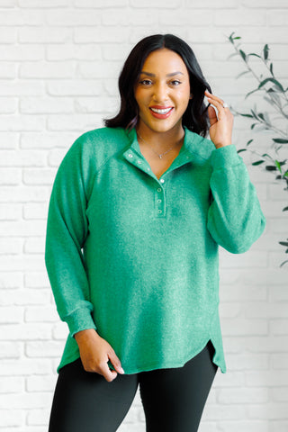 Keeping it Real Brushed Melange Hacci Long Sleeve Tee in Forest-Tops-Ave Shops-Motis & Co Boutique, Women's Fashion Boutique in Carthage, Missouri