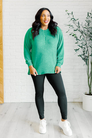 Keeping it Real Brushed Melange Hacci Long Sleeve Tee in Forest-Tops-Ave Shops-Motis & Co Boutique, Women's Fashion Boutique in Carthage, Missouri