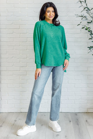 Keeping it Real Brushed Melange Hacci Long Sleeve Tee in Forest-Tops-Ave Shops-Motis & Co Boutique, Women's Fashion Boutique in Carthage, Missouri