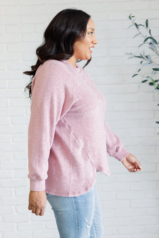 Keeping it Real Brushed Melange Hacci Long Sleeve Tee in Light Rose-Tops-Ave Shops-Motis & Co Boutique, Women's Fashion Boutique in Carthage, Missouri