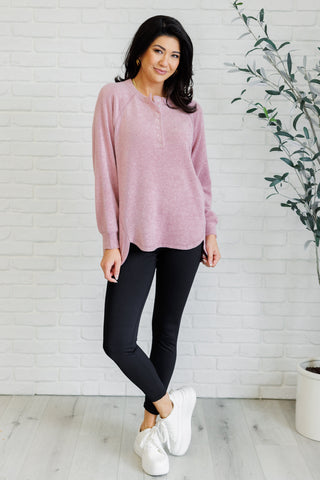 Keeping it Real Brushed Melange Hacci Long Sleeve Tee in Light Rose-Tops-Ave Shops-Motis & Co Boutique, Women's Fashion Boutique in Carthage, Missouri