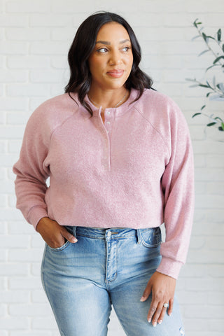 Keeping it Real Brushed Melange Hacci Long Sleeve Tee in Light Rose-Tops-Ave Shops-Motis & Co Boutique, Women's Fashion Boutique in Carthage, Missouri