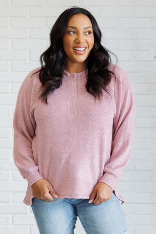 Keeping it Real Brushed Melange Hacci Long Sleeve Tee in Light Rose-Tops-Ave Shops-Motis & Co Boutique, Women's Fashion Boutique in Carthage, Missouri