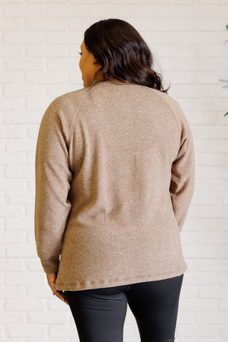 Keeping it Real Brushed Melange Hacci Long Sleeve Tee in Mocha-Tops-Ave Shops-Motis & Co Boutique, Women's Fashion Boutique in Carthage, Missouri