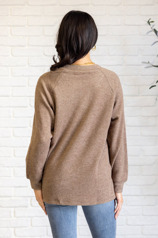 Keeping it Real Brushed Melange Hacci Long Sleeve Tee in Mocha-Tops-Ave Shops-Motis & Co Boutique, Women's Fashion Boutique in Carthage, Missouri