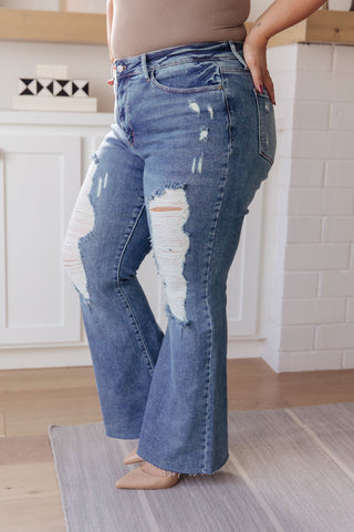 Kiana High Rise Heavy Destroy Flare-Jeans-Ave-Motis & Co Boutique, Women's Fashion Boutique in Carthage, Missouri