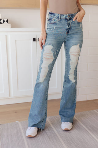 Kiana High Rise Heavy Destroy Flare-Jeans-Ave-Motis & Co Boutique, Women's Fashion Boutique in Carthage, Missouri