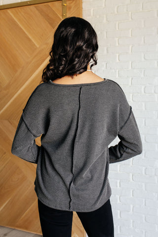 Kinda Sorta Ribbed Top in Charcoal-Long Sleeves-Ave Shops-Motis & Co Boutique, Women's Fashion Boutique in Carthage, Missouri