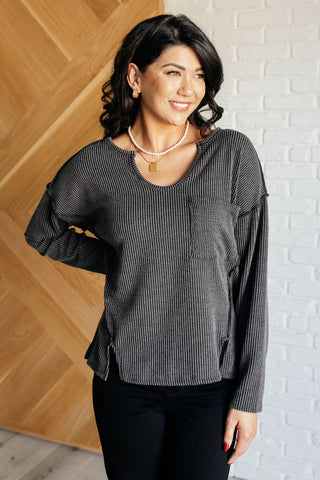 Kinda Sorta Ribbed Top in Charcoal-Long Sleeves-Ave Shops-Motis & Co Boutique, Women's Fashion Boutique in Carthage, Missouri